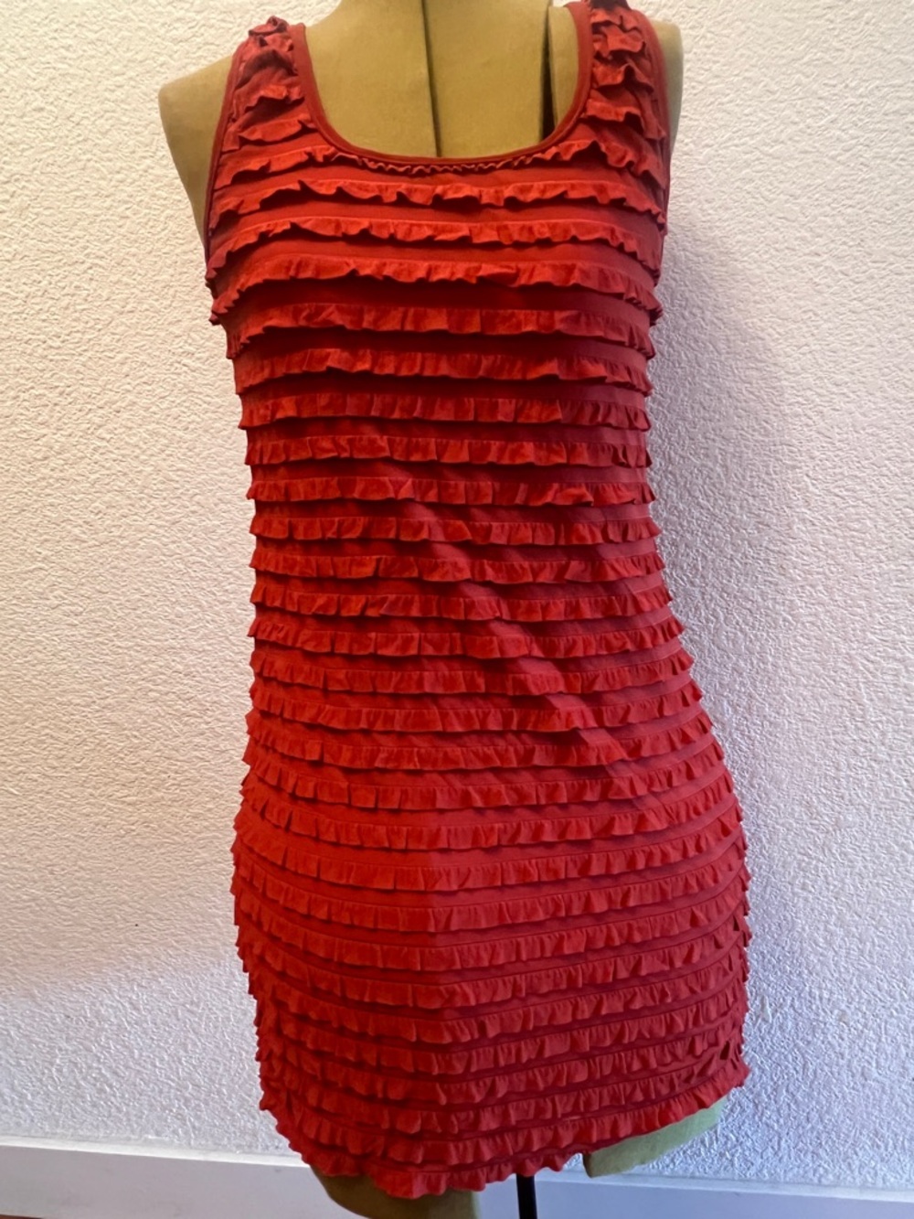 Sleeveless Red Ruffle Mini Dress